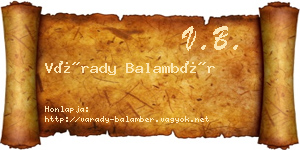 Várady Balambér névjegykártya